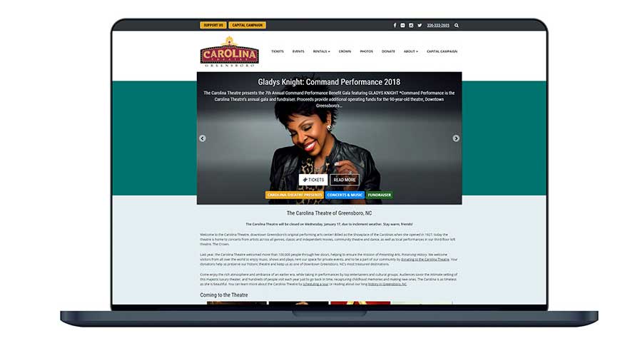 Carolina Theatre - WordPress experts can make your ecommerce site work flawlessly